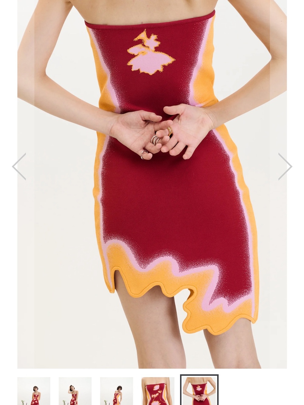 Women's Floral Red Bodycon Mini Dress - Picture 3 of 4
